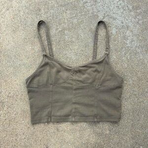 American Eagle outfitters olive green cropped cami tank top